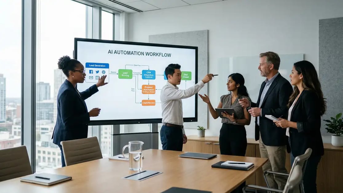 AI automation agency services encompassing audit design deployment optimization across sales marketing operations