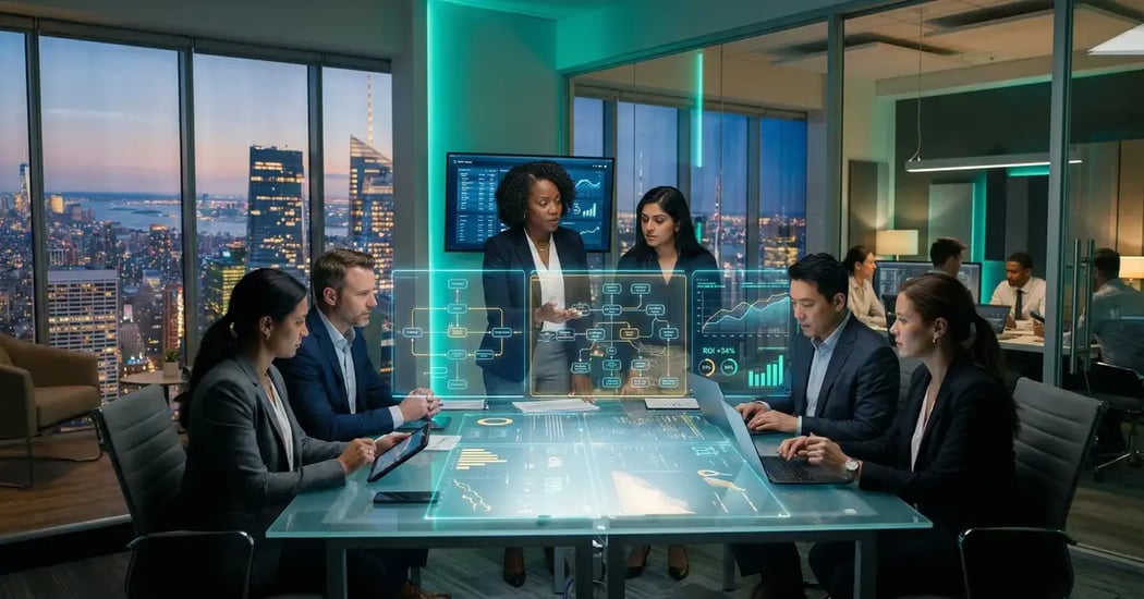 AI consulting agency strategic planning session with autonomous systems architecture for B2B enterprise growth