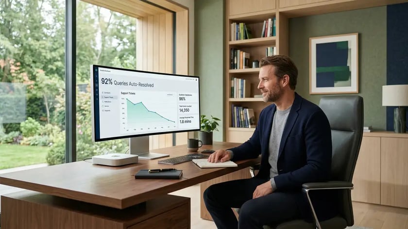 Coaching dashboard showing AI onboarding agent metrics including deflection rate, response time, and student engagement signals