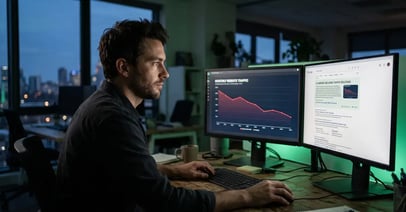 B2B search traffic study 2026 showing collapsed company websites falling behind their ranking peers as AI Overviews spread