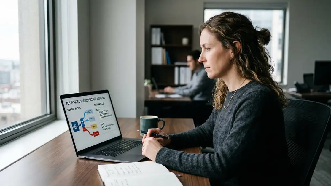 Revenue operations leader monitoring real-time behavioral signal dashboard across CRM and intent data sources