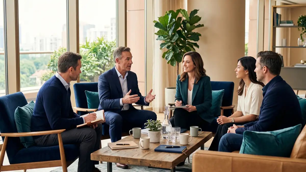 High-ticket coaching mastermind session with premium clients