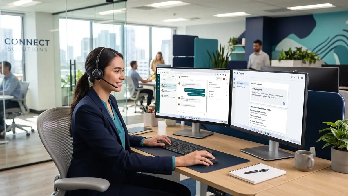 Customer support agent using an AI co-pilot that drafts responses and surfaces knowledge base articles