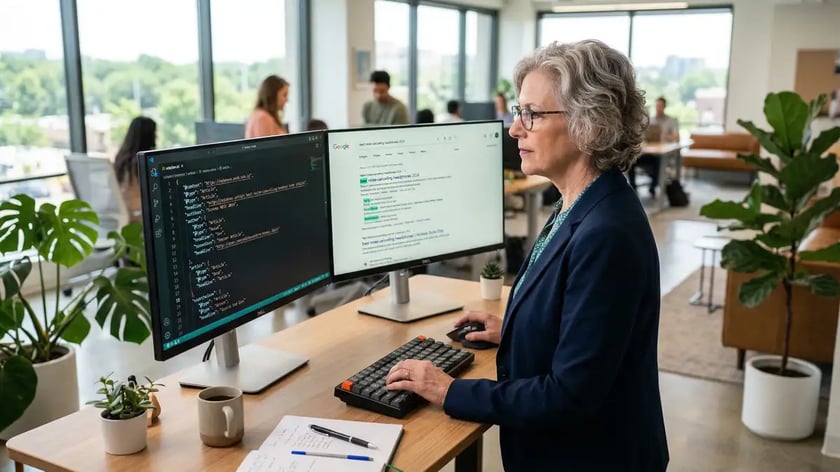 Content strategist optimizing structured data schema markup for AI search engine visibility