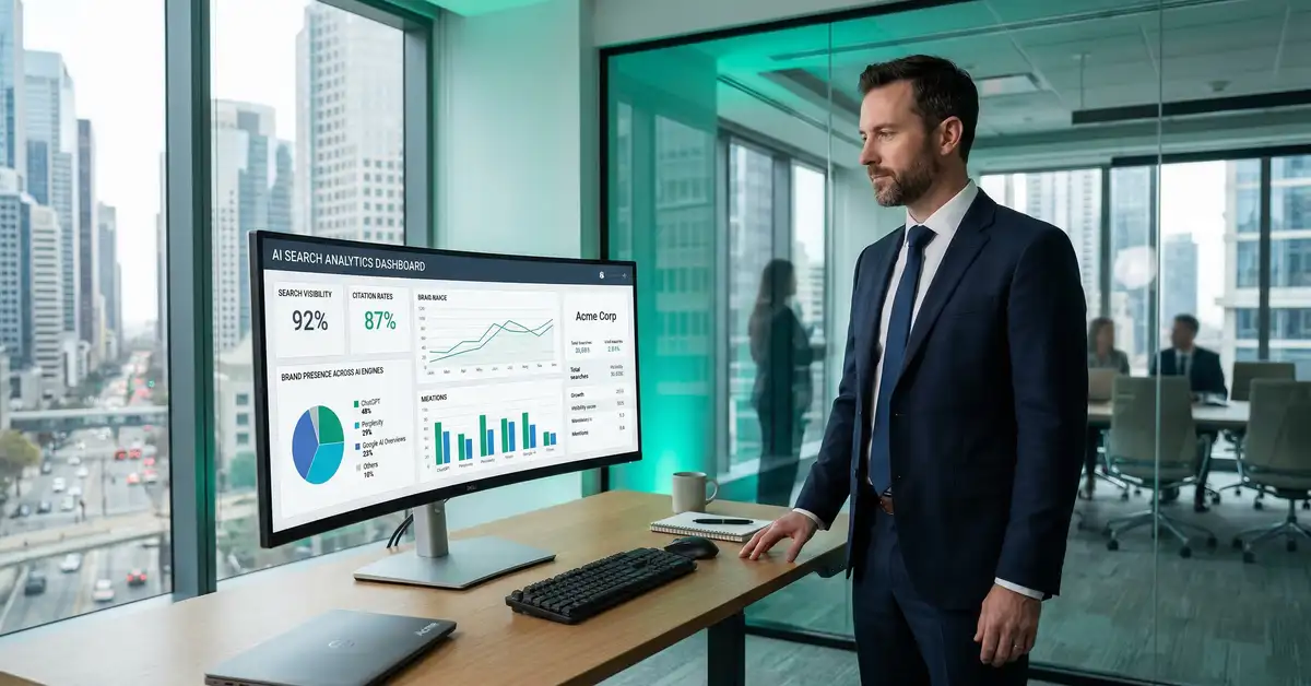 Generative engine optimization strategy session showing AI search visibility framework for B2B brands