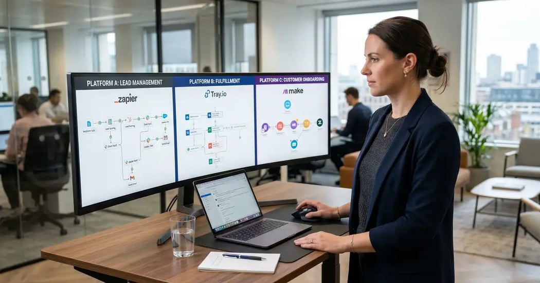 n8n vs Make.com vs Claude Cowork automation platform comparison for B2B operations and workflow orchestration