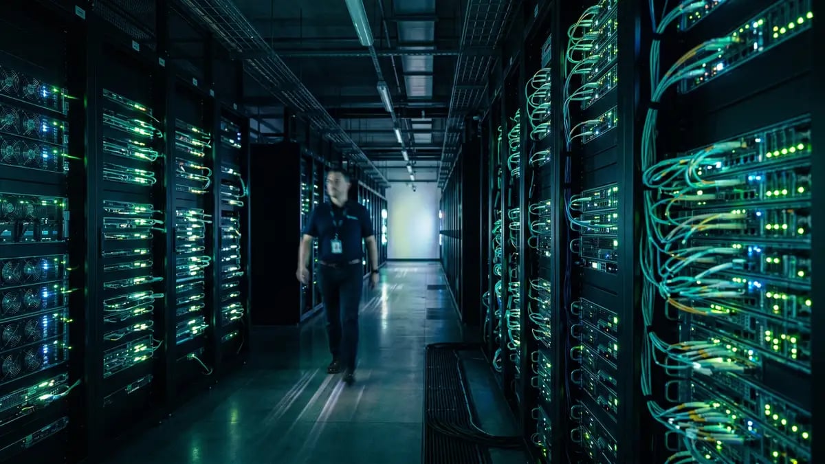 A server room representing high-volume execution and scaling infrastructure