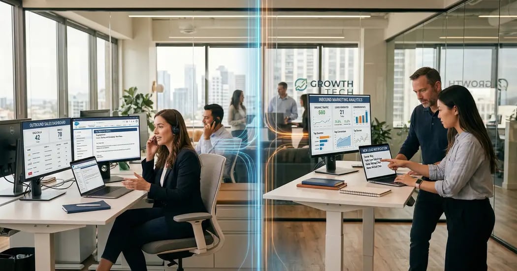 Outbound vs inbound lead generation strategy comparison for B2B systems architects building integrated pipeline architecture