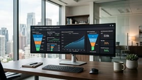 Business analytics dashboard showing sales pipeline velocity and conversion rate metrics