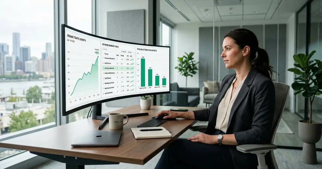 SEO for B2B companies systems-first technical playbook showing search optimization strategy and keyword architecture