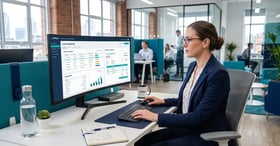 Finance professional reviewing automated invoice and accounts-payable processing