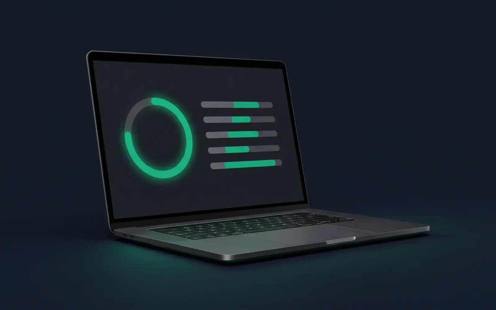 Laptop displaying a sample AI visibility check result