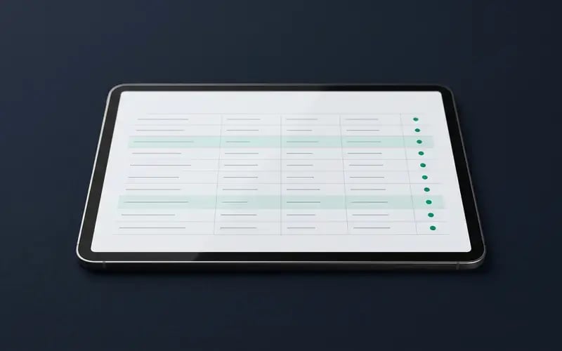 Prompt tracking table on a tablet