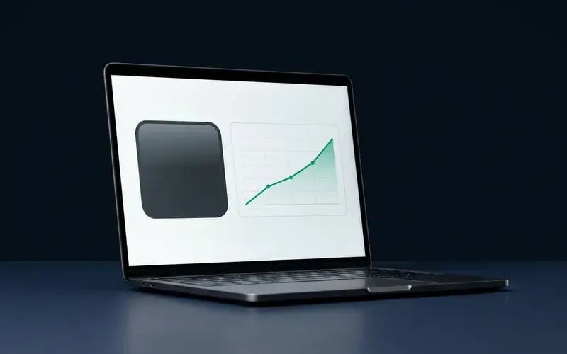 Quarterly review slide on a laptop