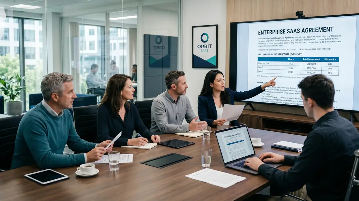 B2B SaaS deal desk team reviewing an enterprise contract proposal