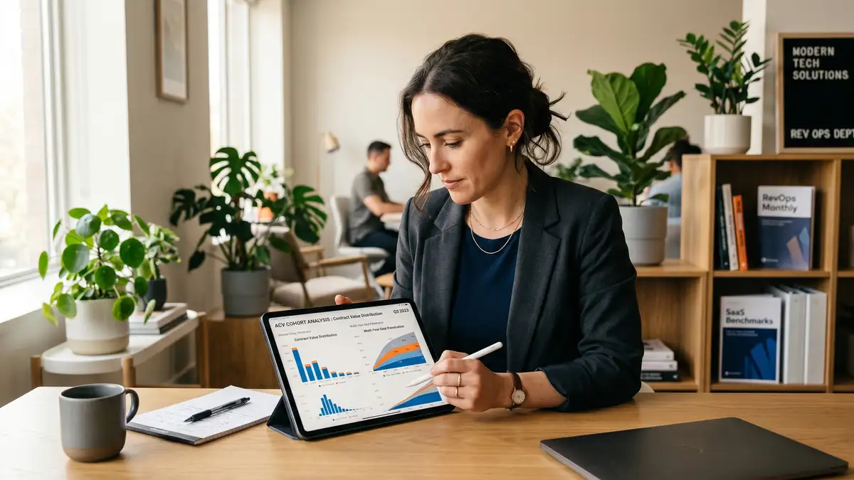 Revenue operations analyst studying ACV cohort analysis