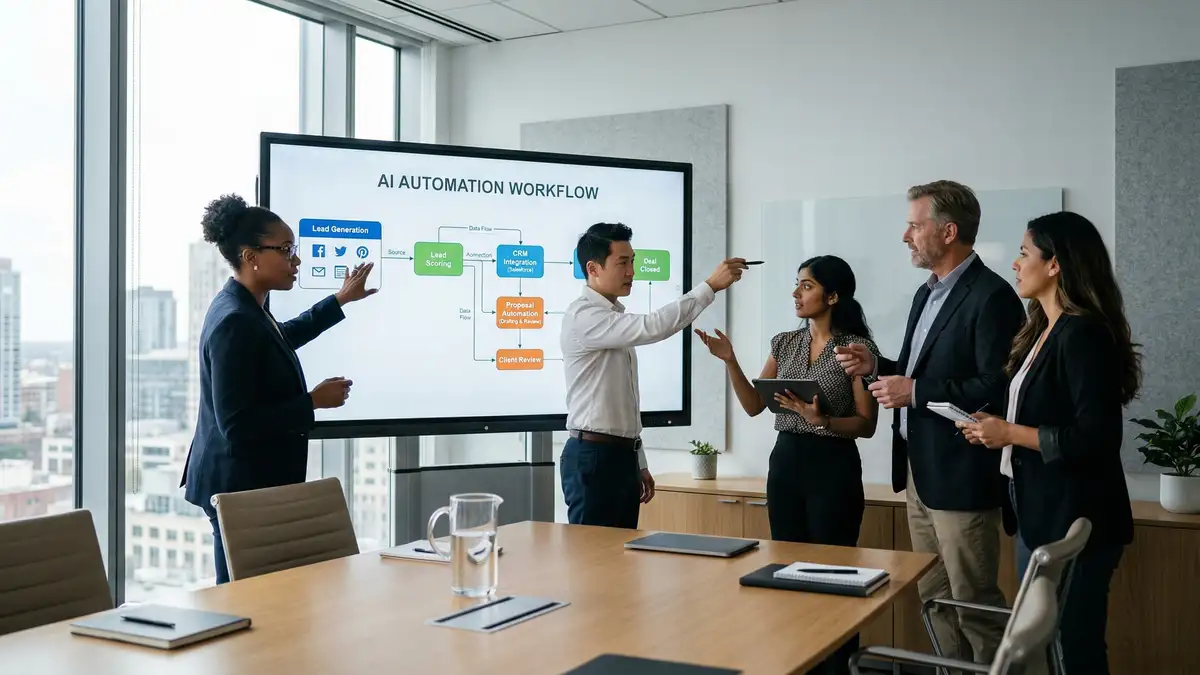 AI automation agency services encompassing audit design deployment optimization across sales marketing operations