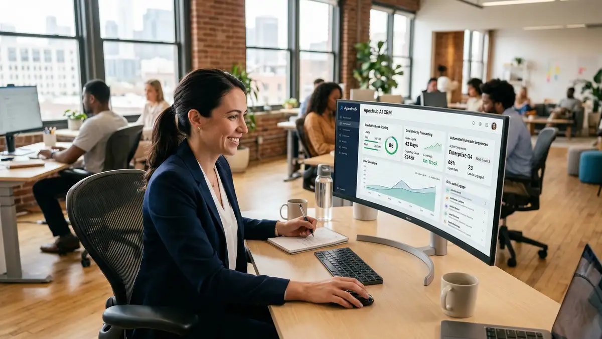 AI sales intelligence interface showing predictive lead scoring and automated pipeline management for B2B SaaS teams