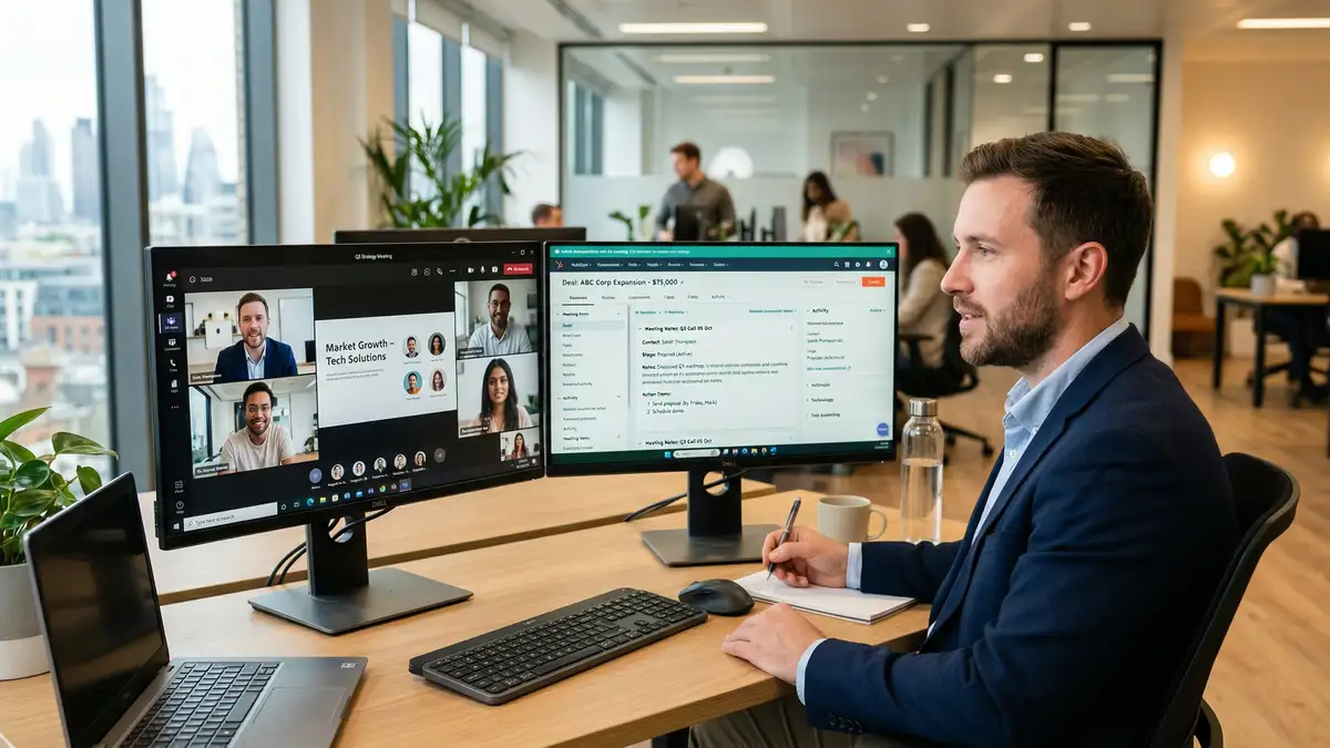 B2B sales team struggling with manual CRM data entry and meeting note documentation workflow