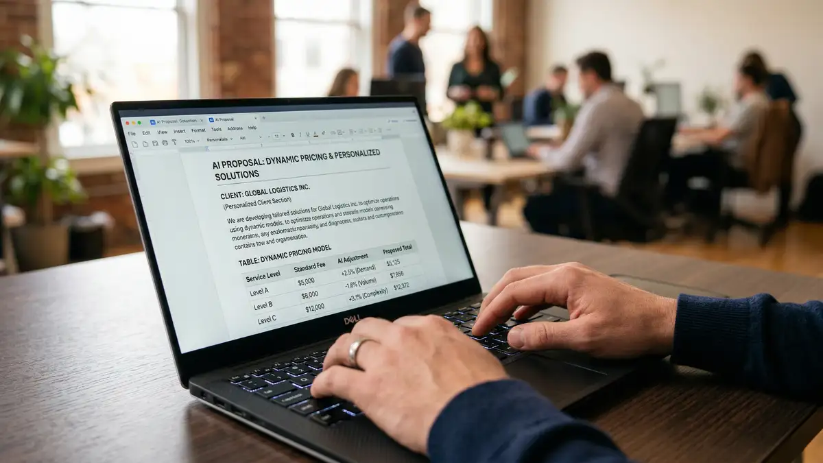 AI proposal generator interface showing automated document creation from CRM data with personalisation engine