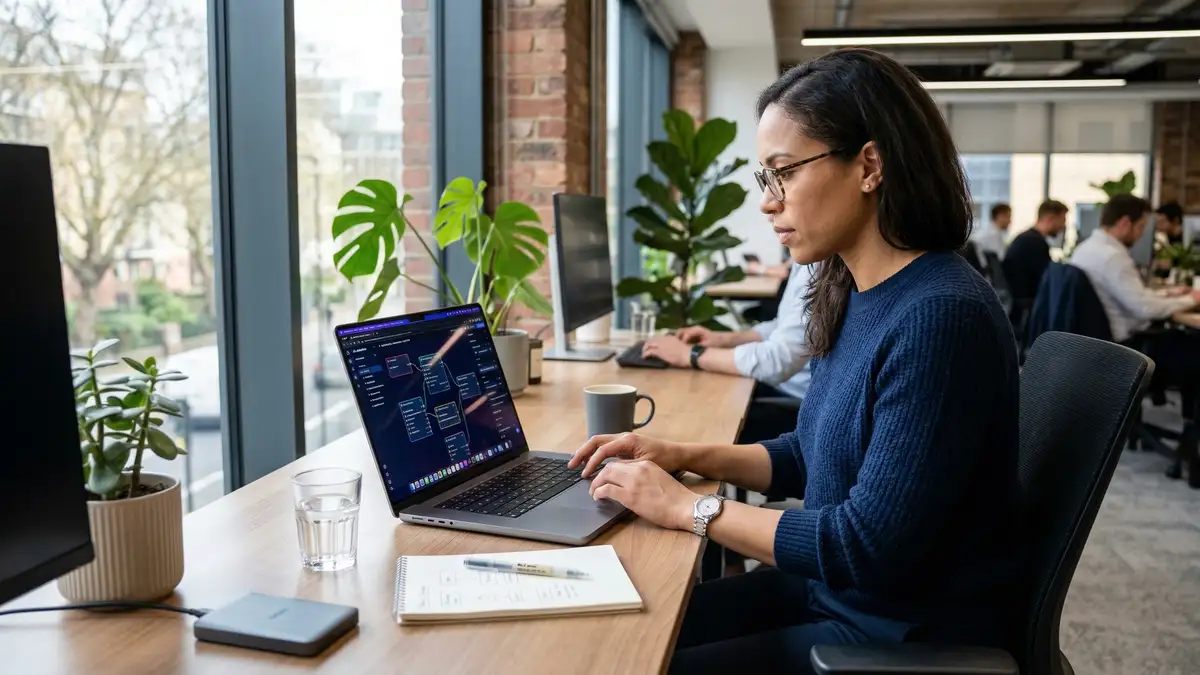 No-code AI workflow automation platform interface showing visual workflow builder with drag-and-drop triggers and conditional logic for business processes