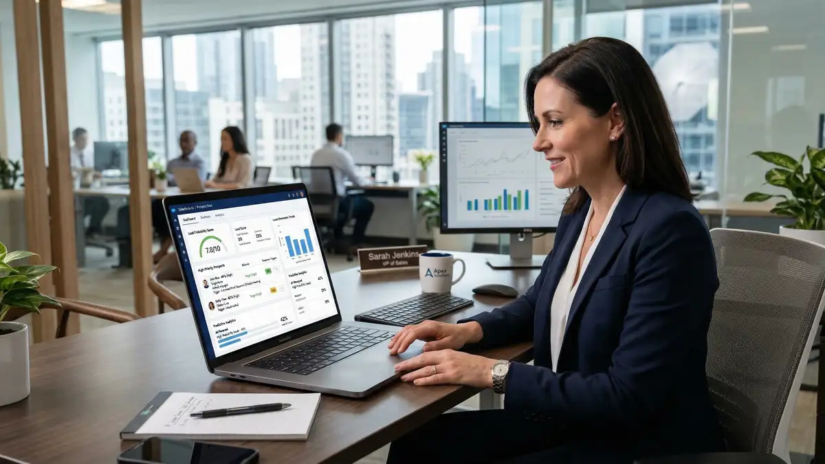 AI lead scoring model showing predictive signals and buying indicators