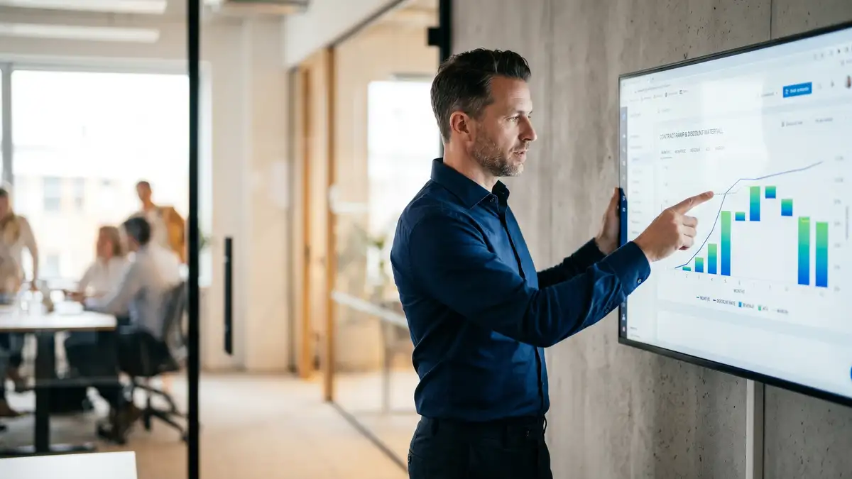 B2B pricing research analyst conducting willingness-to-pay interview via video call