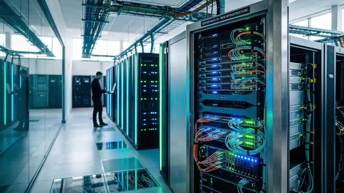 Modern server infrastructure representing B2B website performance and speed optimization technology