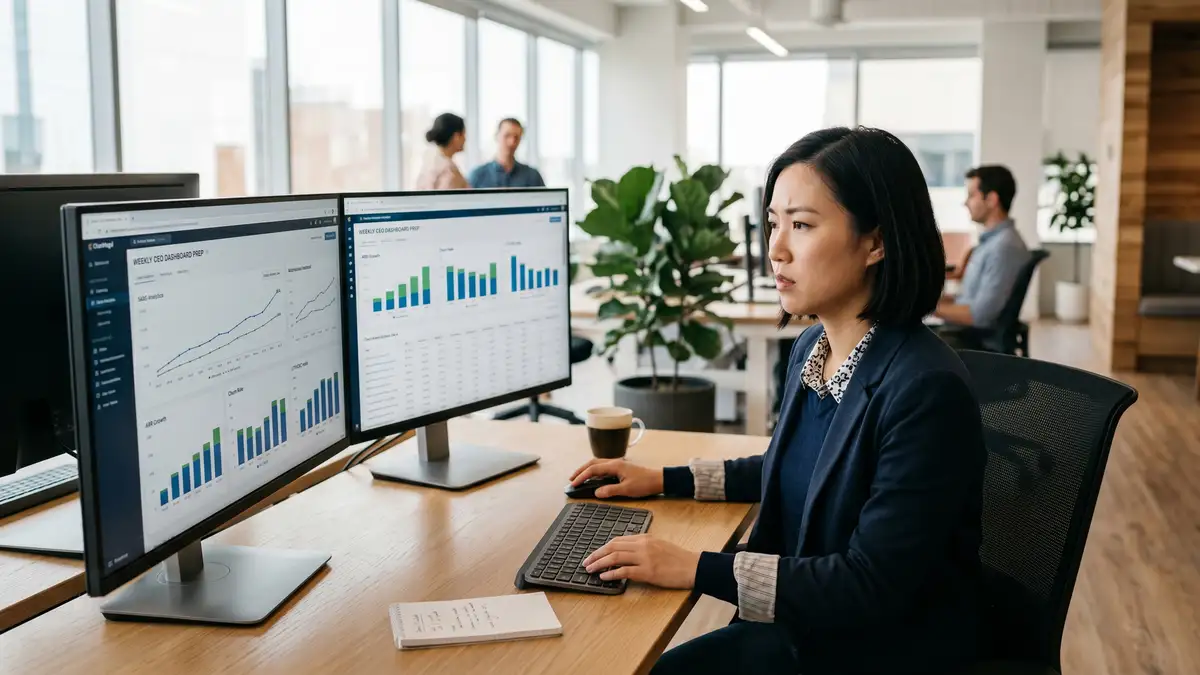 Revenue operations analyst preparing the weekly CEO dashboard