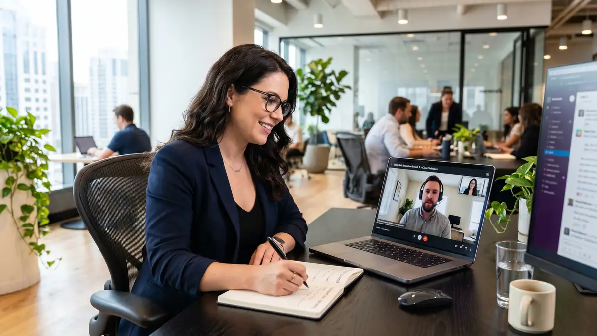 Customer success leader conducting video exit interview