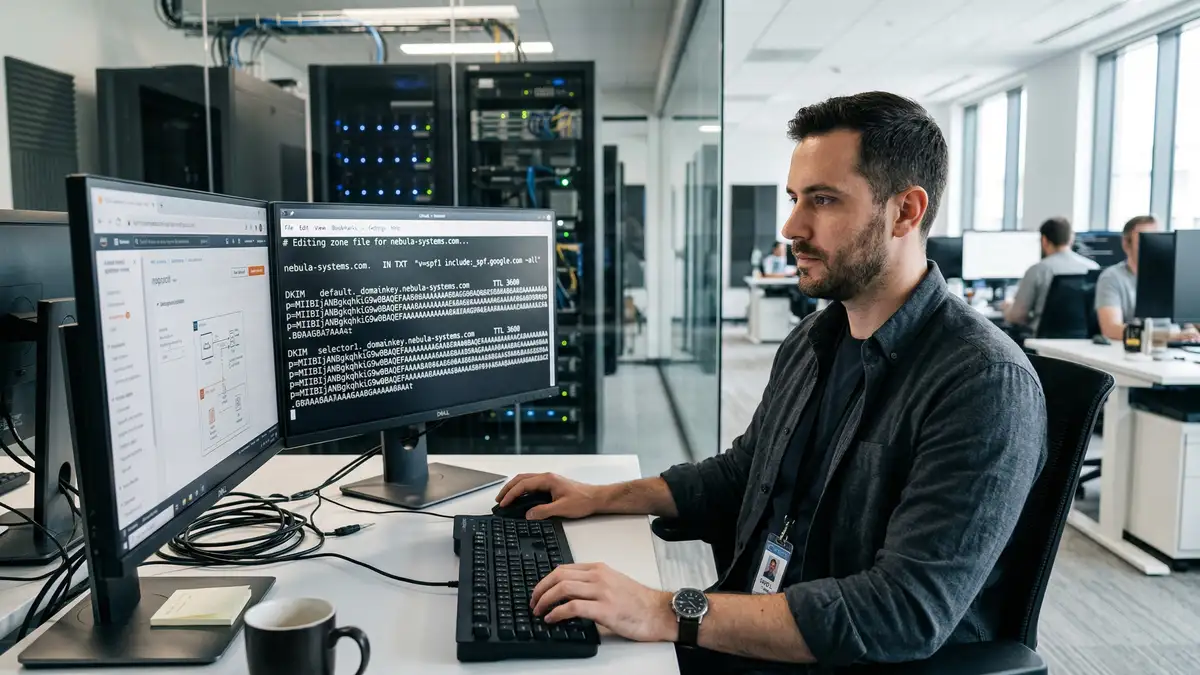Domain architecture diagram showing primary brand domain separated from cold email sending domains