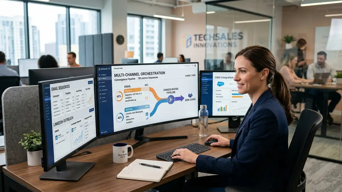 Multi-channel B2B outreach command center orchestrating cold email and LinkedIn sequences into unified pipeline