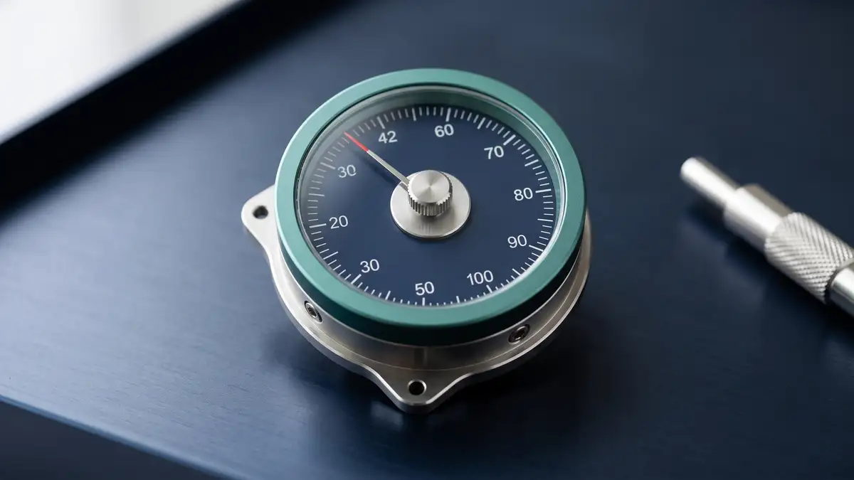 Close-up of a precision gauge instrument symbolizing measured, data-driven decision making rather than guesswork