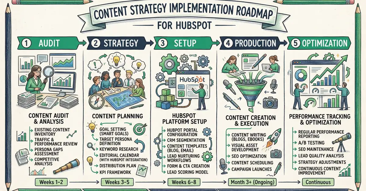 HubSpot content strategy implementation roadmap from audit through optimization
