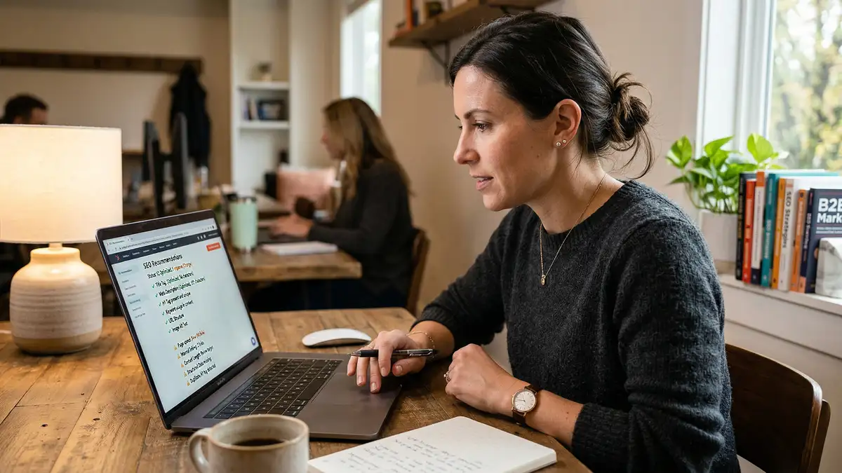 HubSpot SEO recommendations dashboard showing prioritized optimization opportunities for B2B website