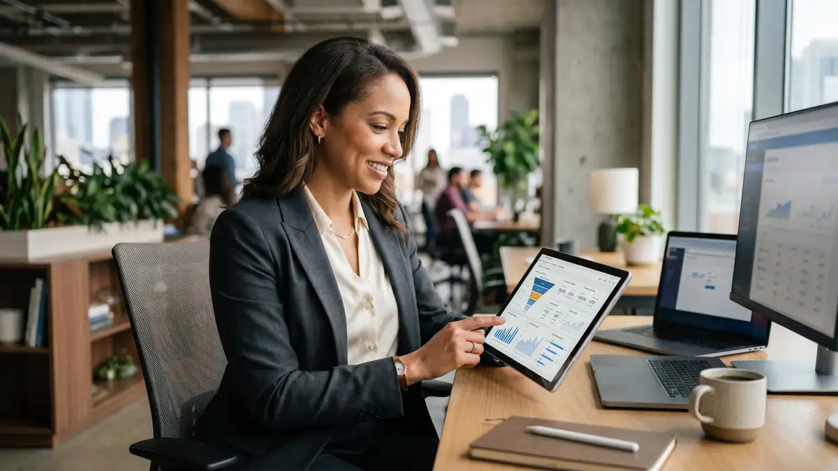 B2B SaaS marketing leader reviewing inbound conversion-rate optimization dashboard