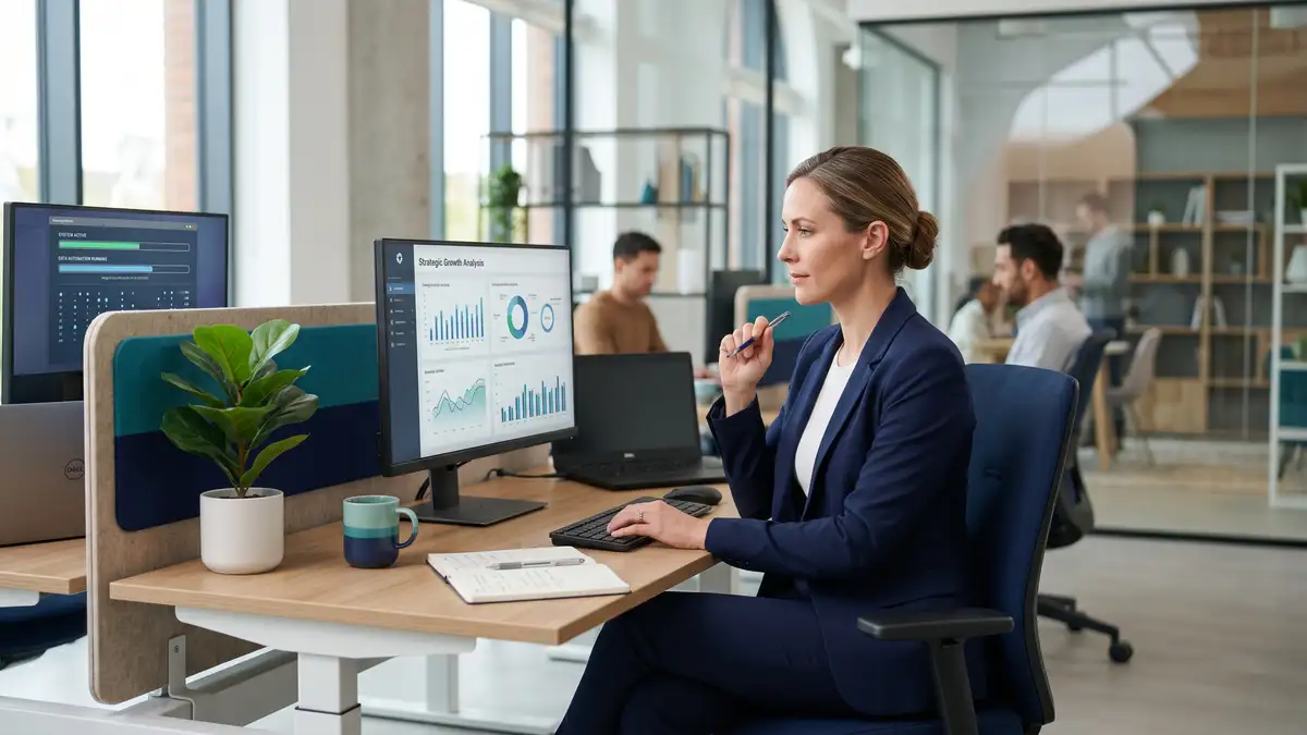 A knowledge worker freed from manual data entry while intelligent automation runs in the background