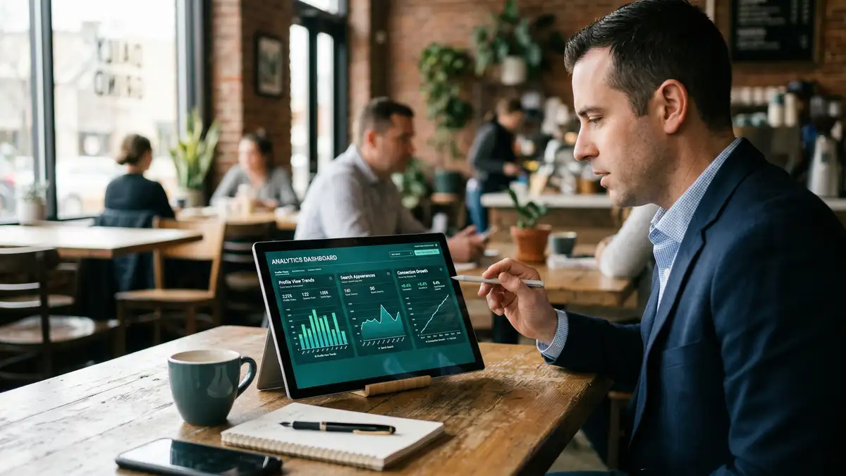 LinkedIn profile analytics dashboard showing increased profile views after B2B optimization