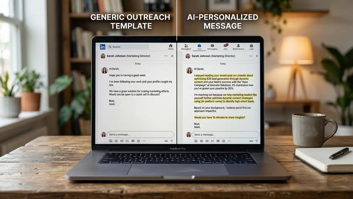 LinkedIn B2B outreach sequence showing personalized connection requests, InMail response rates, and multi-touch engagement strategy for lead generation