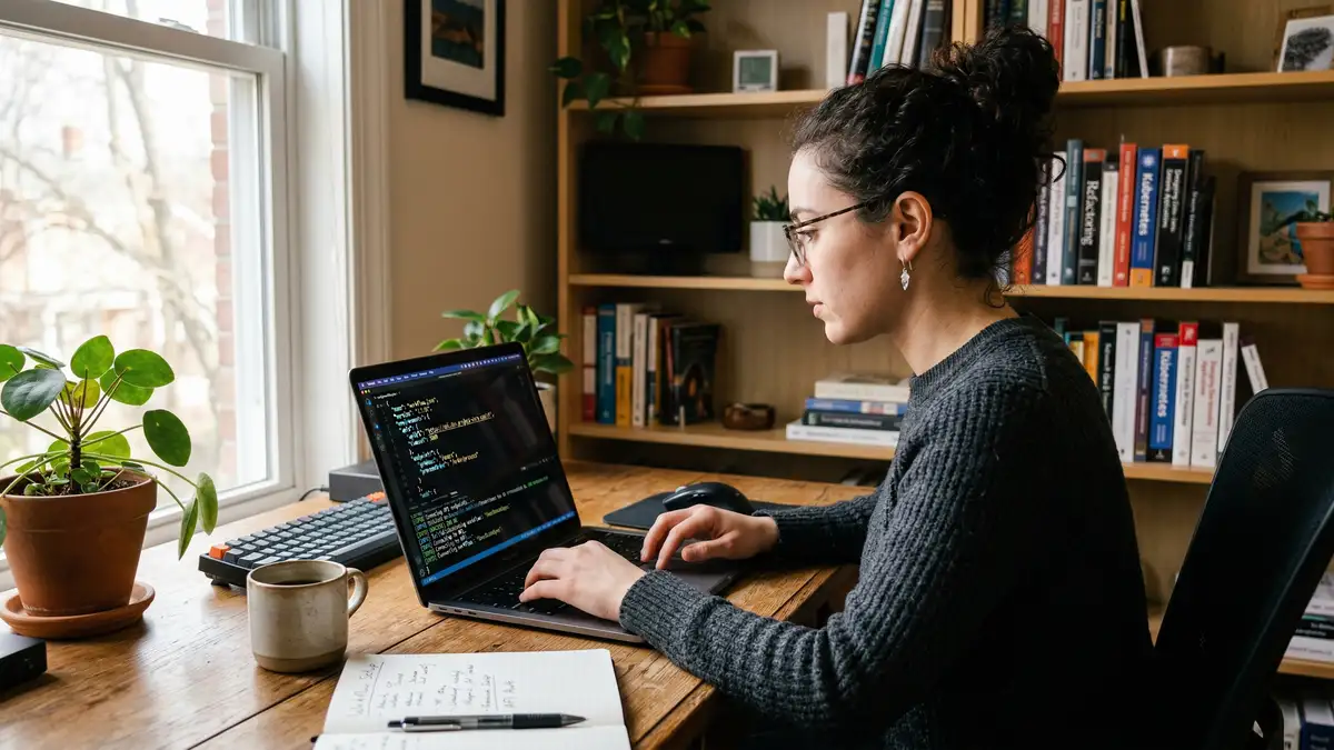 Developer configuring n8n self-hosted automation workflow on server infrastructure for B2B operations