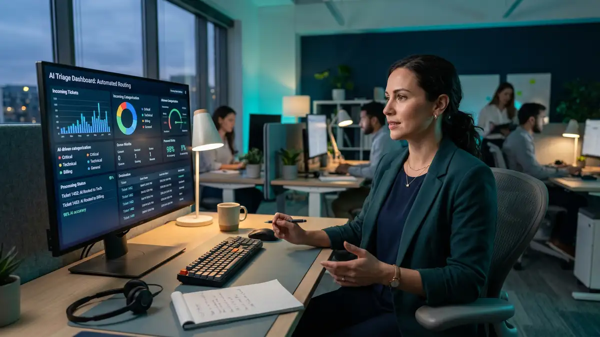 A customer support lead overseeing an AI agent that triages and routes support tickets automatically