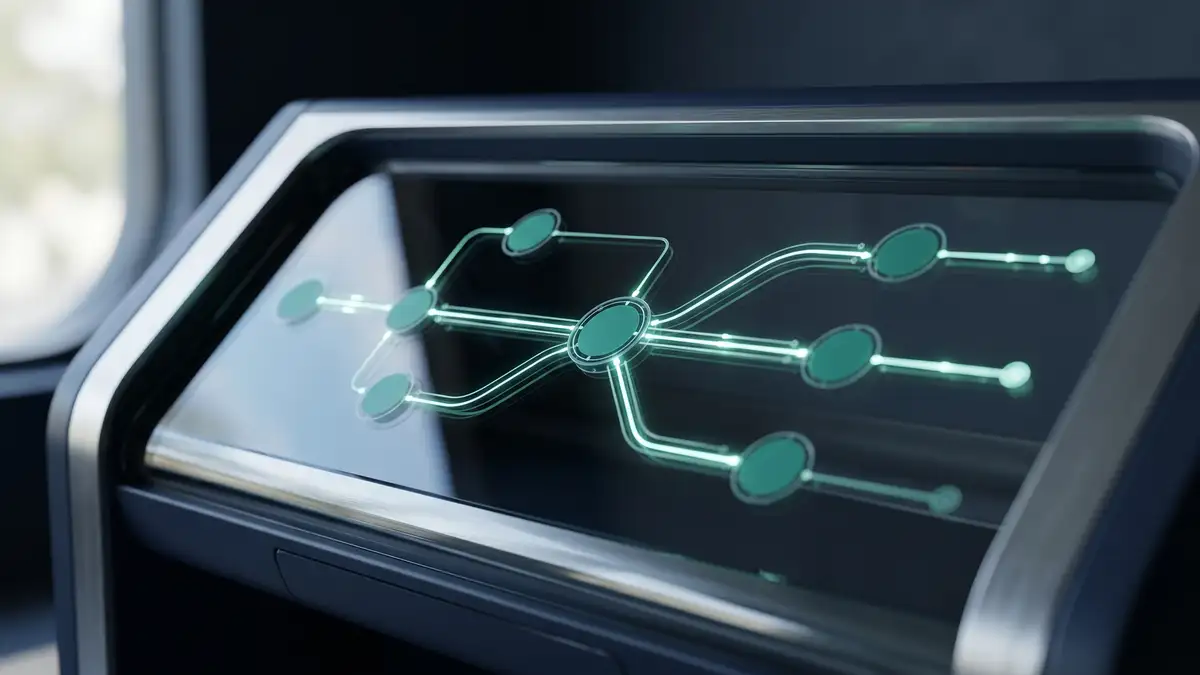 Revenue operations command cockpit with teal-green connected nodes showing lead qualification, nurture, handoff, onboarding, and expansion stages orchestrated as a single B2B growth system