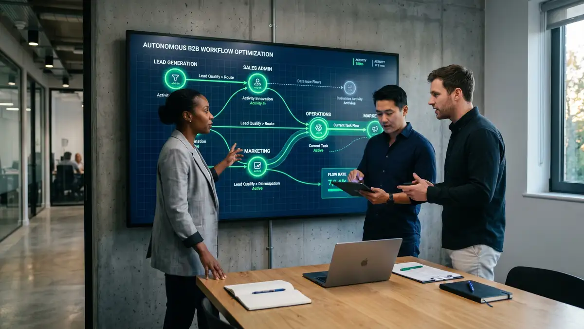 Agentic AI workflow orchestrating the four pillars of B2B growth into an integrated operating system