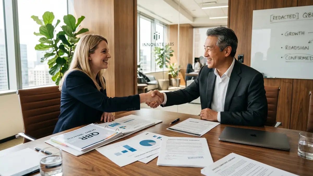 Post-QBR commitment moment between CSM and customer executive