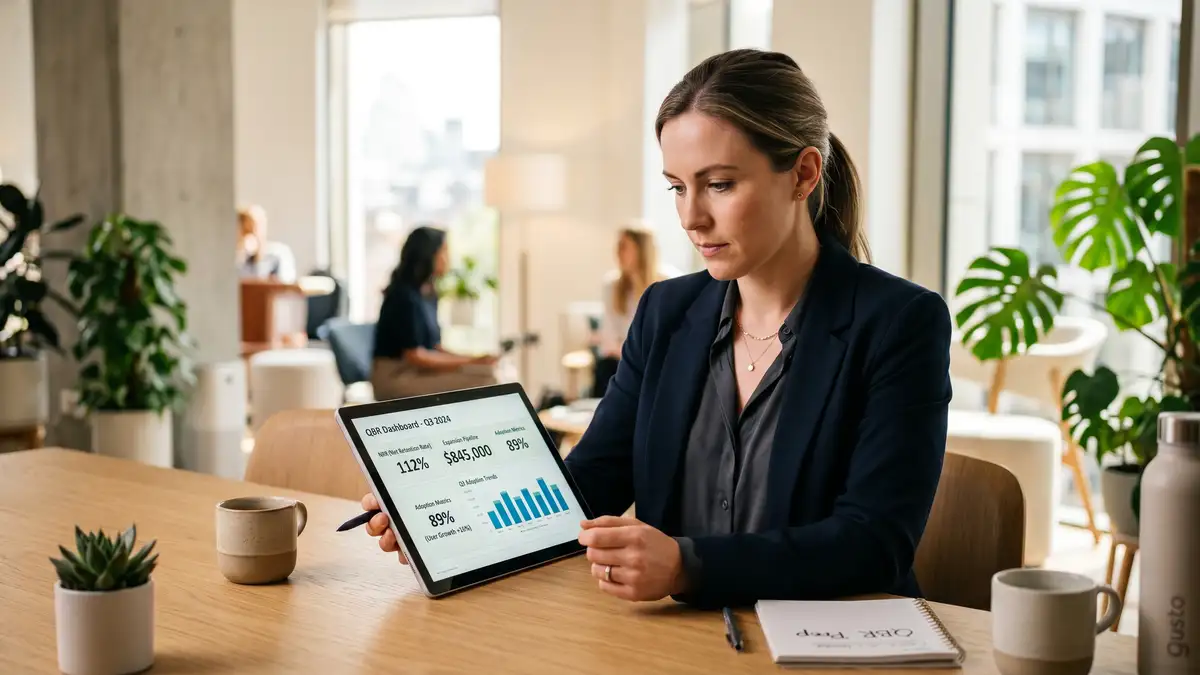 Customer success operations manager preparing QBR materials