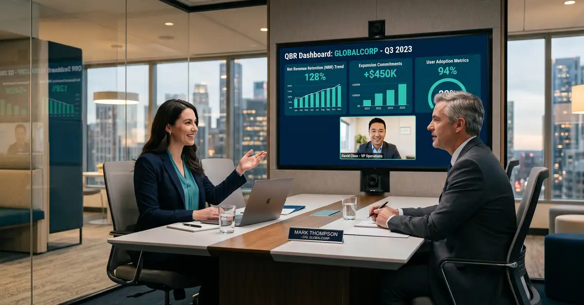 B2B SaaS customer success leader and enterprise customer executive at a quarterly business review