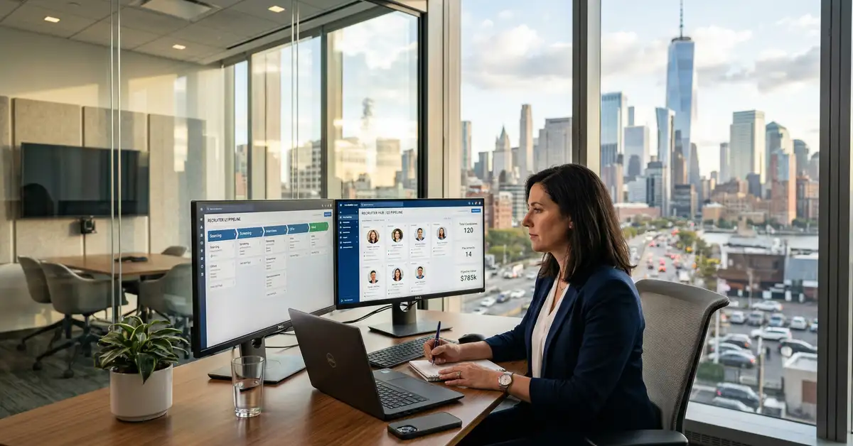 Elite executive search firm using AI-powered CRM automation dashboard to track recruitment placement pipelines and candidate progression