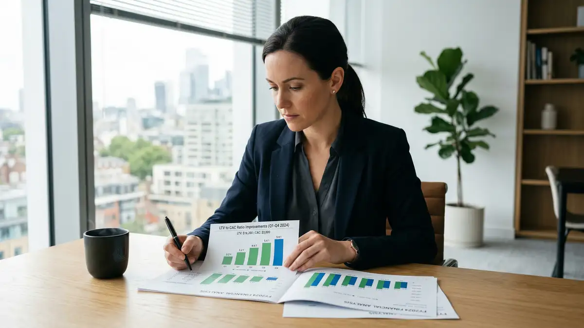 LTV to CAC ratio analysis chart comparing sustainable SaaS growth metrics and customer lifetime value benchmarks