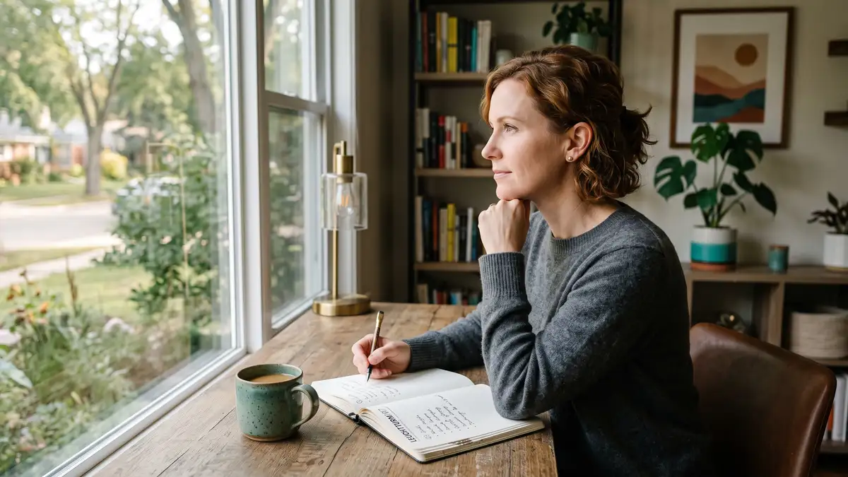 Calm founder doing high-value strategic thinking after reclaiming hours through a time audit and automation