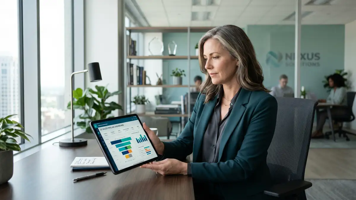 Founder reviewing sales pipeline with leadership team before VP hire decision